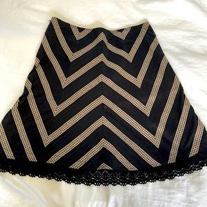 Ann Taylor Black and Tan embroidered skirt.